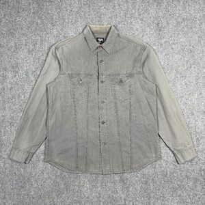 Stüssy Button Up Long Sleeve Shirt Gray Mens Size Large 0415